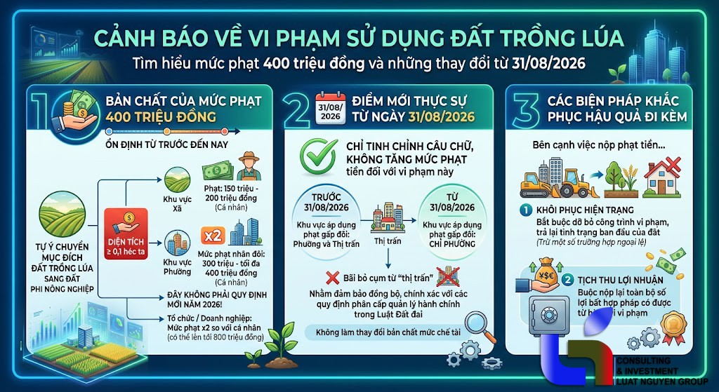 Làm rõ quy định xử phạt đối với hành vi tự ý chuyển đất trồng lúa sang đất ở