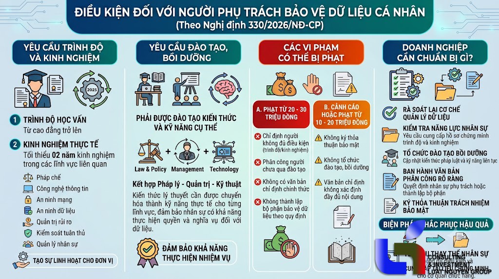 Nhân sự bảo vệ dữ liệu cá nhân phải đáp ứng điều kiện gì?