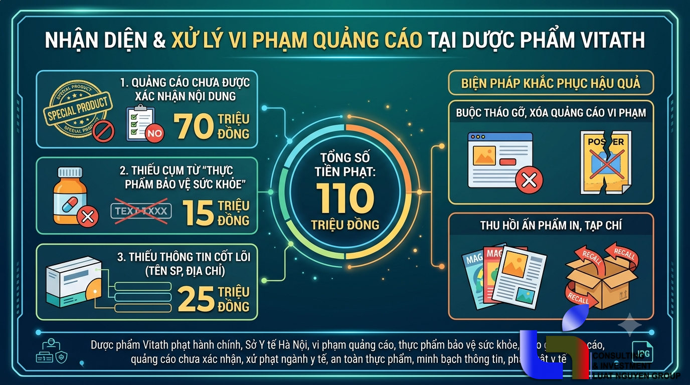 Nhiều vi phạm quảng cáo, Dược phẩm Vitath bị phạt 110 triệu