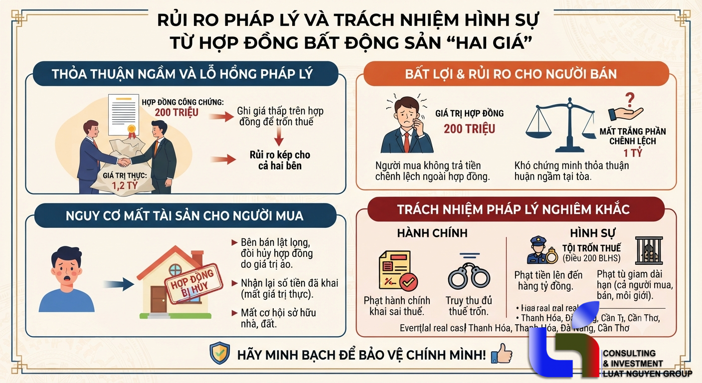 Hệ lụy pháp lý và rủi ro khôn lường từ việc mua bán nhà đất hai giá