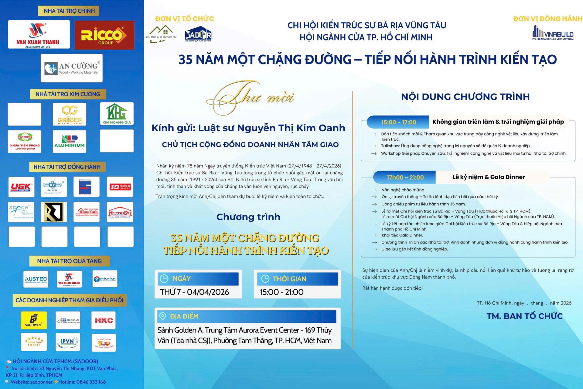 Lễ ra mắt Chi hội Kiến trúc sư & Chi hội ngành cửa 2026 tại  Bà Rịa Vũng Tàu