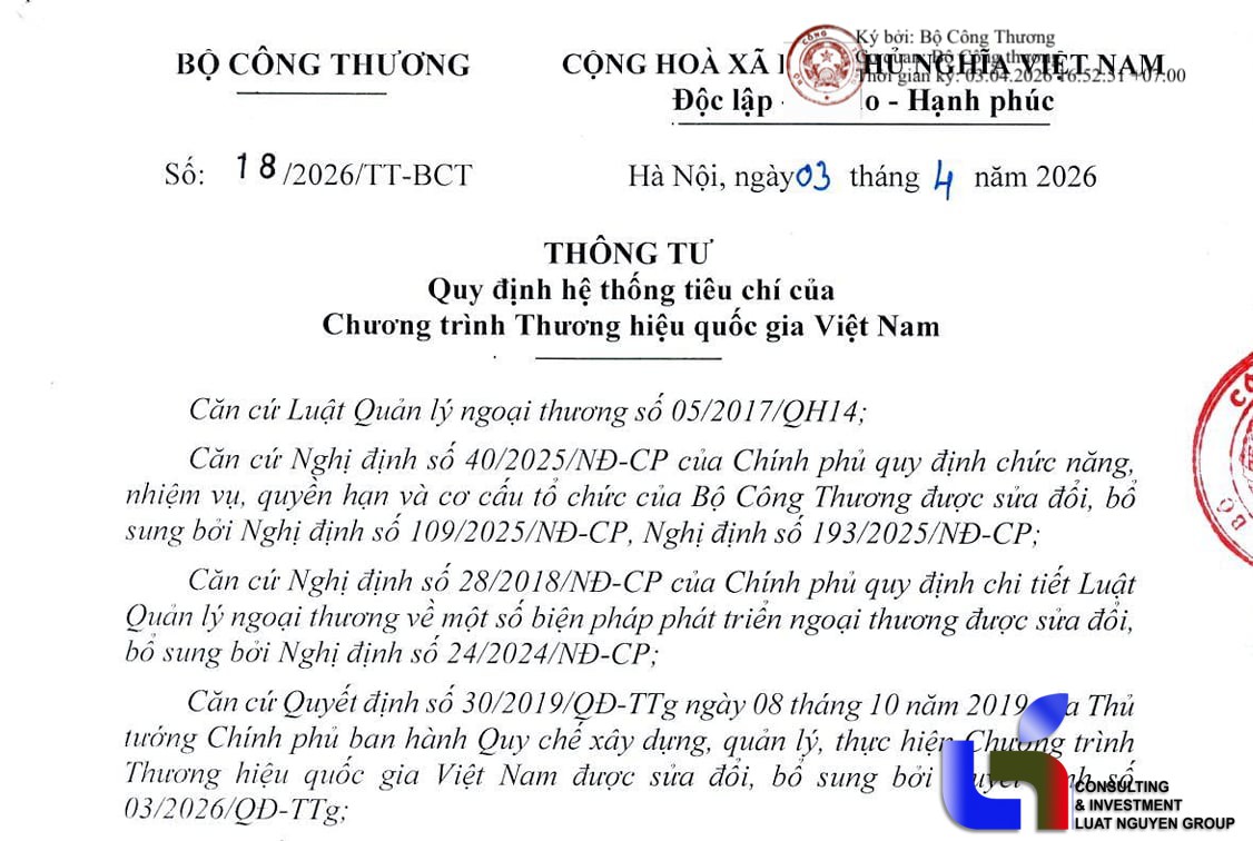 Thông tư số 18/2026/TT-BCT
