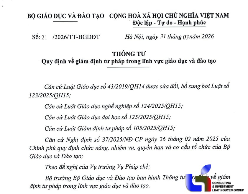 Thông tư số 21/2026/TT-BGDĐT