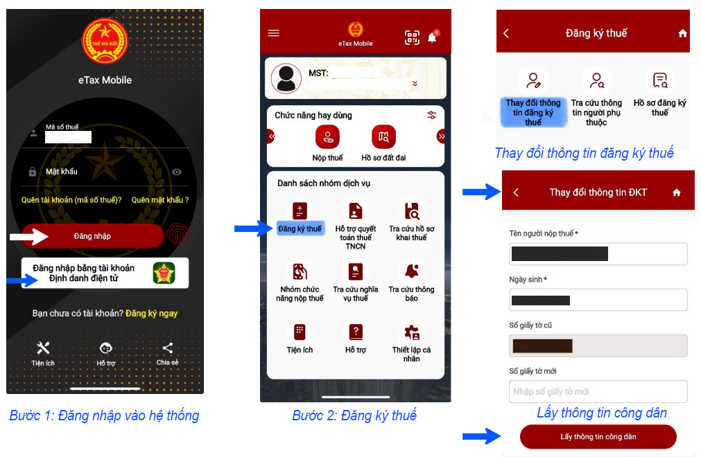 huong dan cap nhat thong tin dang ky thue tren etax mobile