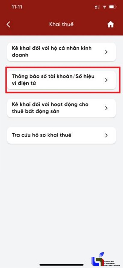 thong bao tai khoan ngan hang tren etax mobile 5