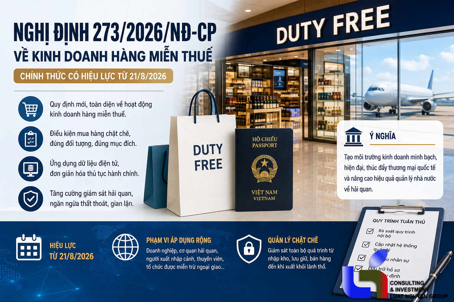 Nghị định mới về kinh doanh hàng miễn thuế từ 21/8/2026