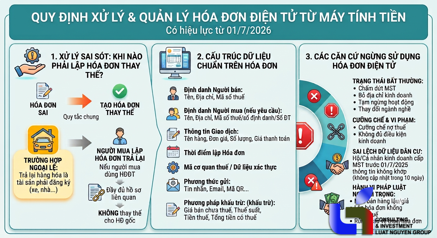 Xử lý sai sót và quản lý hóa đơn từ máy tính tiền từ 01/7/2026