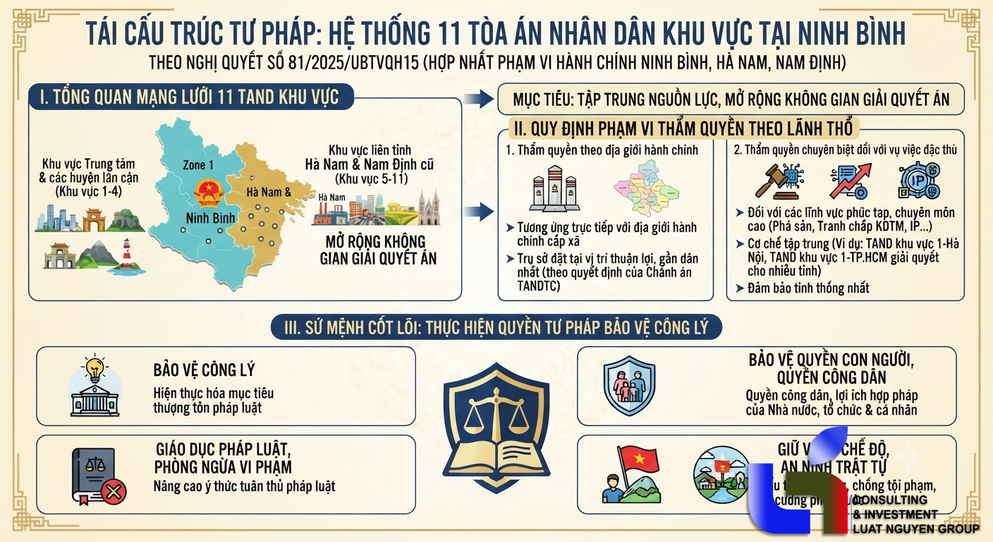 Mạng lưới TAND khu vực Ninh Bình và phạm vi thẩm quyền