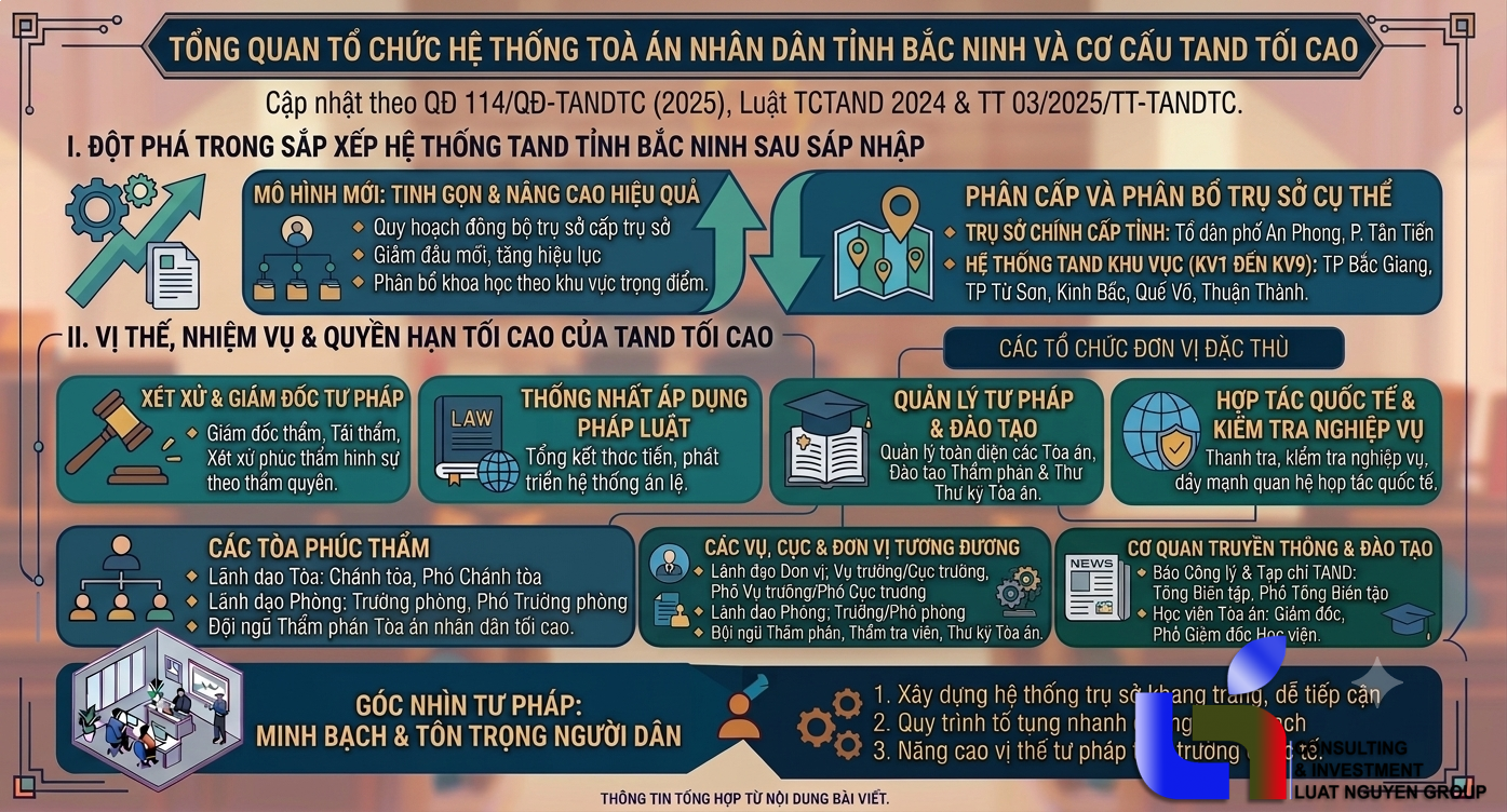 Hệ thống Tòa án Bắc Ninh và cơ cấu TANDTC mới