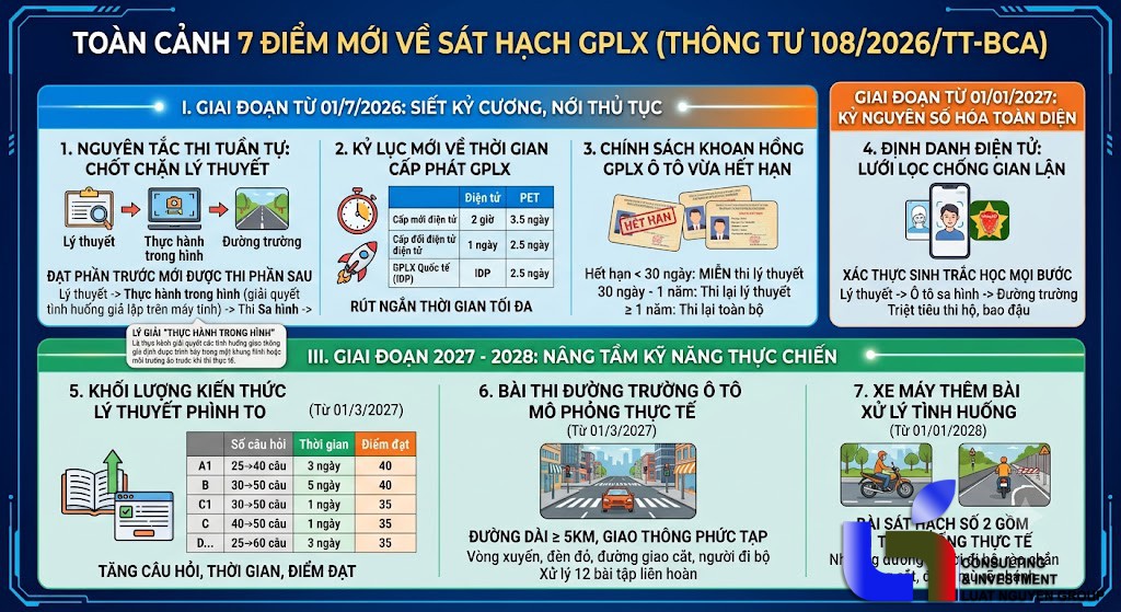 Toàn cảnh 7 điểm mới về sát hạch GPLX từ Thông tư 108