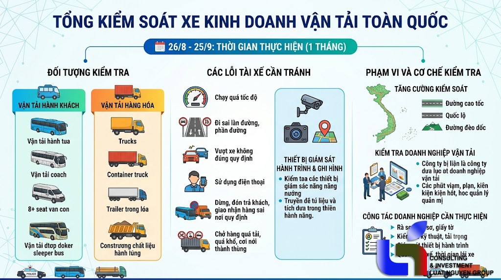 Tổng kiểm soát xe vận tải trên toàn quốc từ ngày 26/8