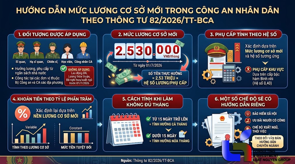 Lương cơ sở Công an nhân dân từ ngày 01/7/2026
