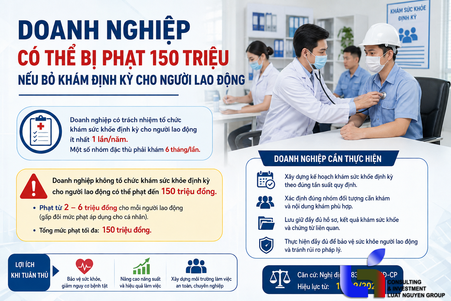 Doanh nghiệp có thể bị phạt 150 triệu nếu bỏ khám định kỳ