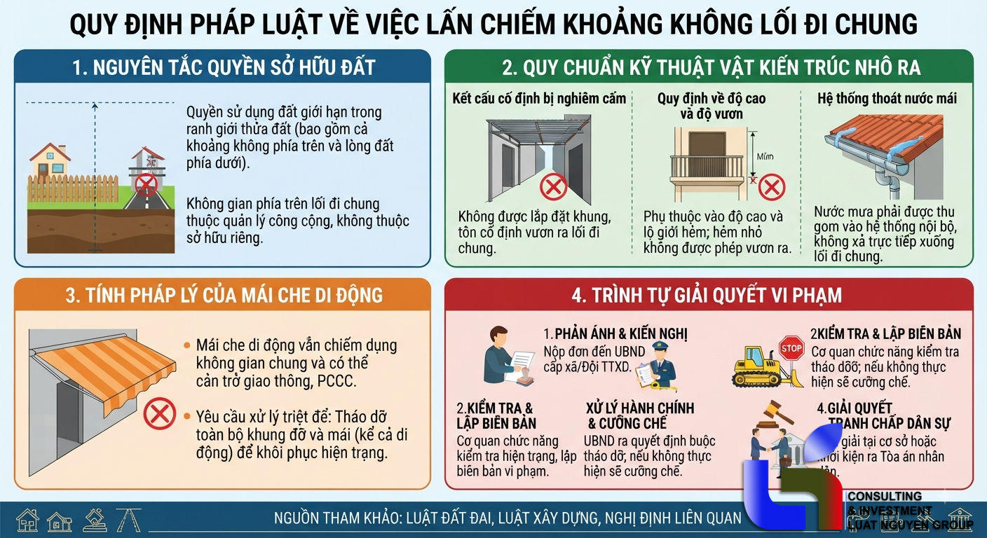 Tự ý làm mái che vươn ra hẻm chung: Có vi phạm quy hoạch đô thị?