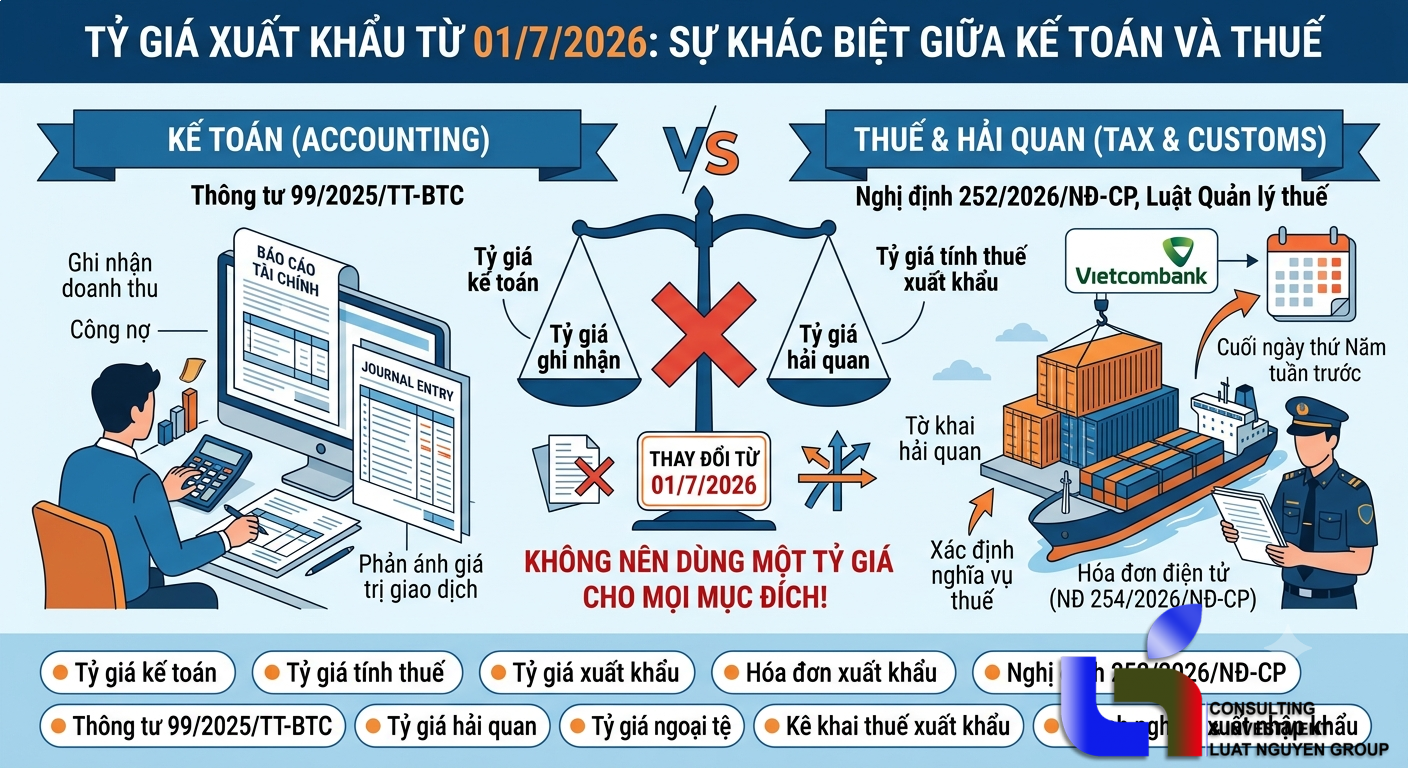 Tỷ giá xuất khẩu từ 1/7/2026: Kế toán và thuế khác nhau
