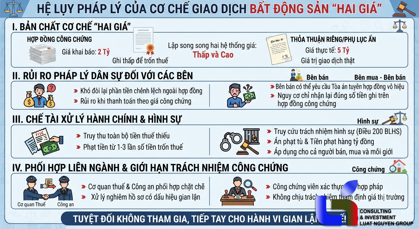 Giao dịch nhà đất hai giá: Rủi ro pháp lý và trách nhiệm thuế