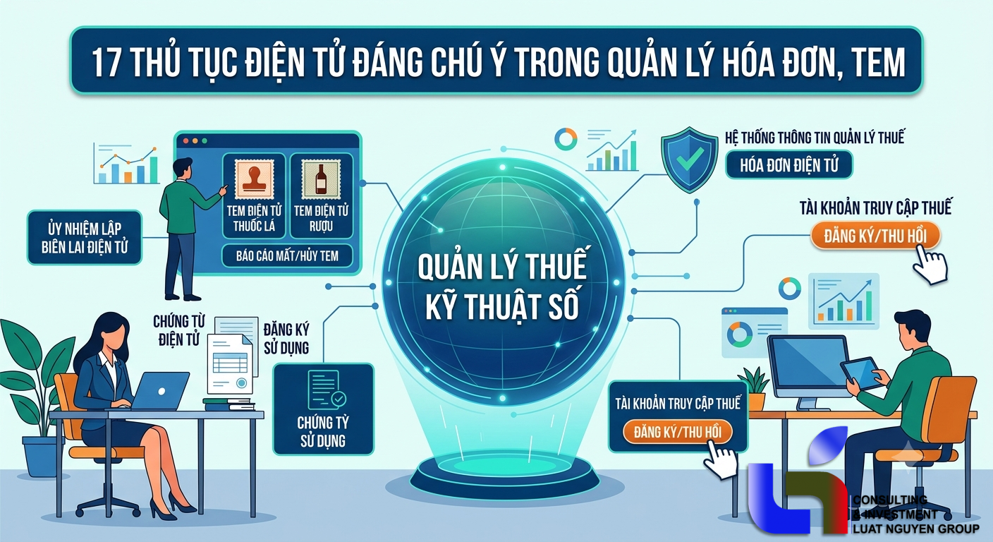 17 Thủ tục điện tử đáng chú ý trong quản lý hóa đơn, tem