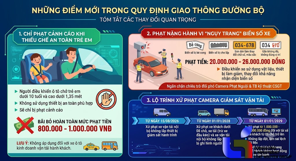 Điểm mới trong xử phạt giao thông: Nới lỏng quy định ghế trẻ em, siết chặt quản lý biển số