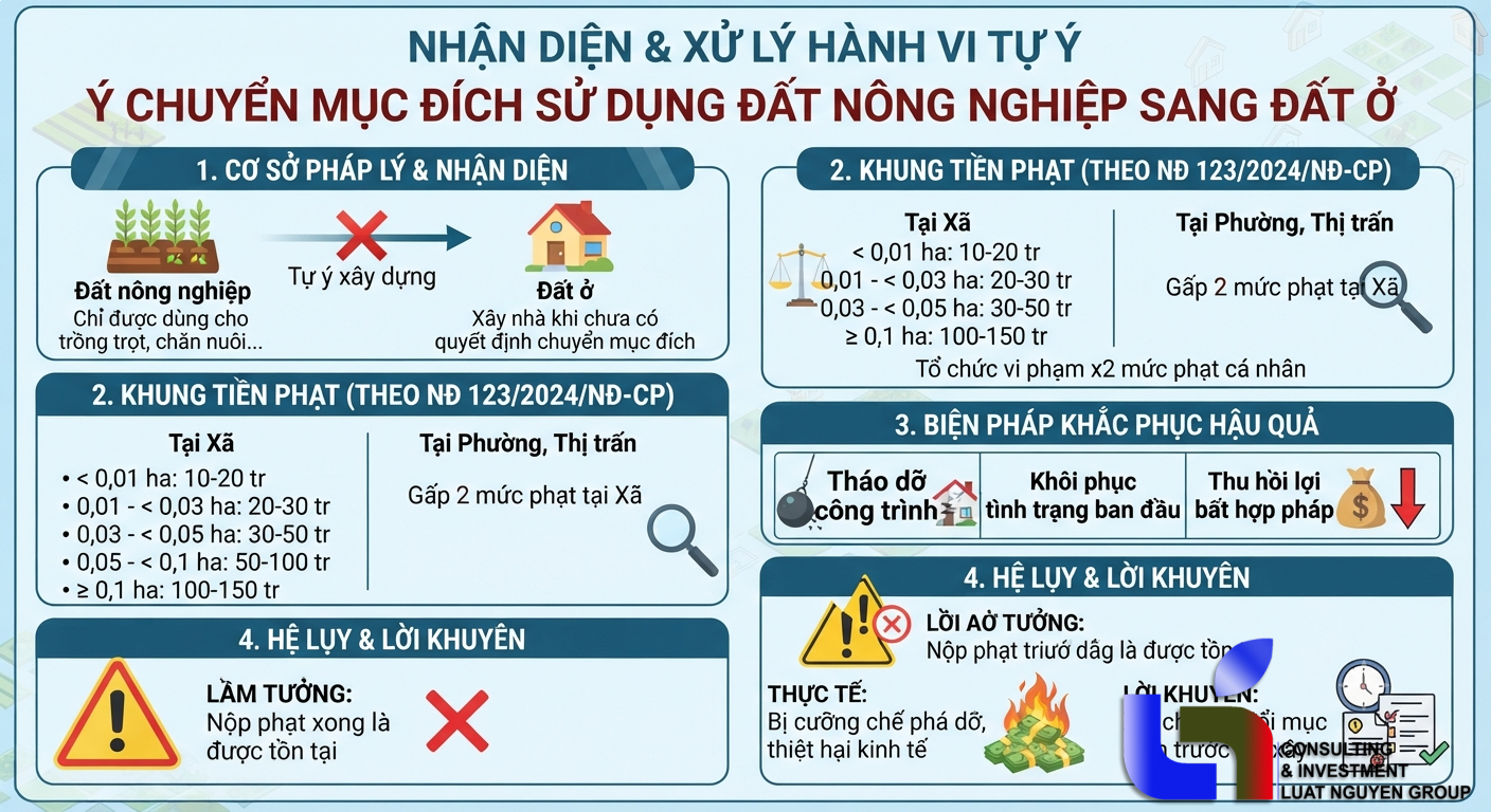 Mức phạt và hậu quả khi tự ý xây nhà trên đất nông nghiệp
